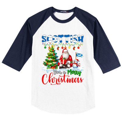 Scottish Proud Merry Christmas Tree Santa Funny Family Gift Baseball Sleeve Shirt