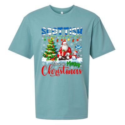 Scottish Proud Merry Christmas Tree Santa Funny Family Gift Sueded Cloud Jersey T-Shirt