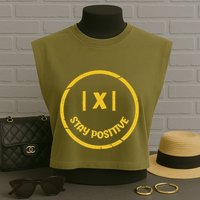 Stay Positive Math Teacher Mathematician Avoid Negativity Garment-Dyed Women's Muscle Tee