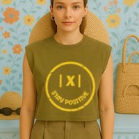 Stay Positive Math Teacher Mathematician Avoid Negativity Garment-Dyed Women's Muscle Tee