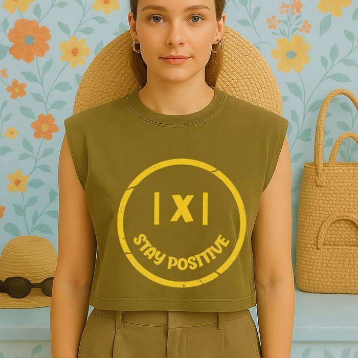 Stay Positive Math Teacher Mathematician Avoid Negativity Garment-Dyed Women's Muscle Tee