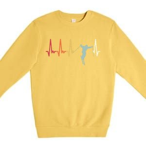 Ski Pulse Mountain Winter Sports Skier Skiing Heartbeat Gift Premium Crewneck Sweatshirt