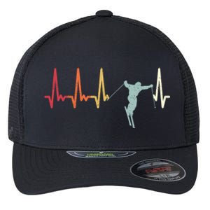 Ski Pulse Mountain Winter Sports Skier Skiing Heartbeat Gift Flexfit Unipanel Trucker Cap