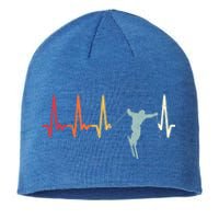 Ski Pulse Mountain Winter Sports Skier Skiing Heartbeat Gift Sustainable Beanie