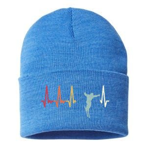 Ski Pulse Mountain Winter Sports Skier Skiing Heartbeat Gift Sustainable Knit Beanie