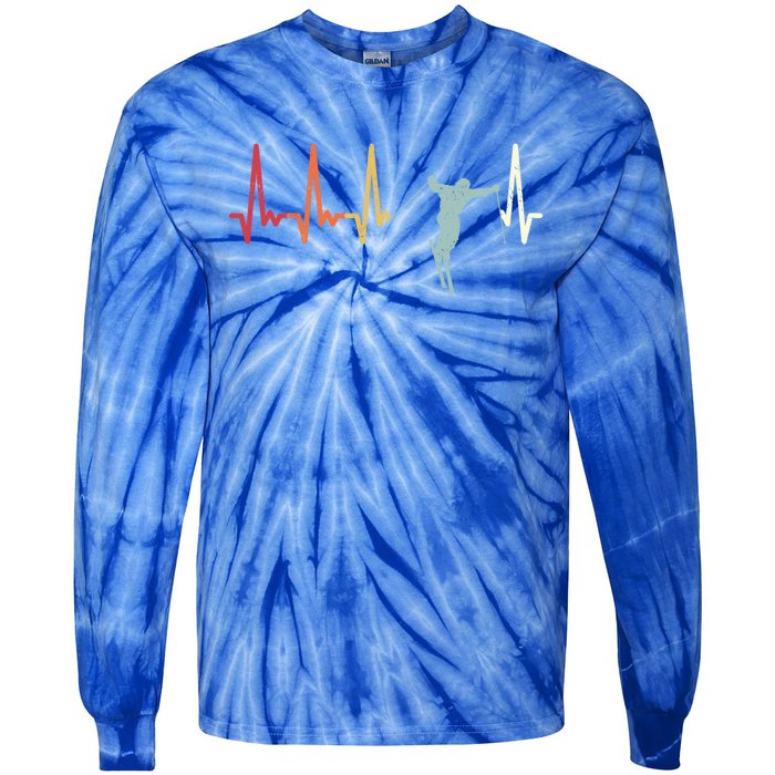 Ski Pulse Mountain Winter Sports Skier Skiing Heartbeat Gift Tie-Dye Long Sleeve Shirt