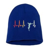 Ski Pulse Mountain Winter Sports Skier Skiing Heartbeat Gift Short Acrylic Beanie