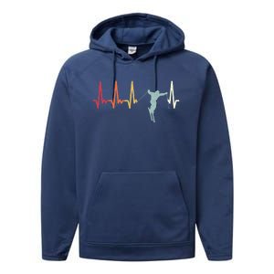 Ski Pulse Mountain Winter Sports Skier Skiing Heartbeat Gift Performance Fleece Hoodie