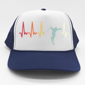 Ski Pulse Mountain Winter Sports Skier Skiing Heartbeat Gift Trucker Hat