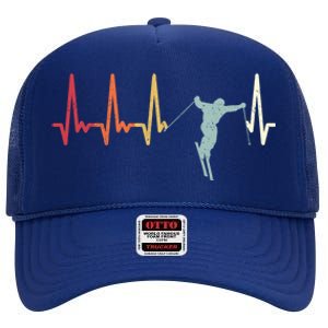 Ski Pulse Mountain Winter Sports Skier Skiing Heartbeat Gift High Crown Mesh Back Trucker Hat