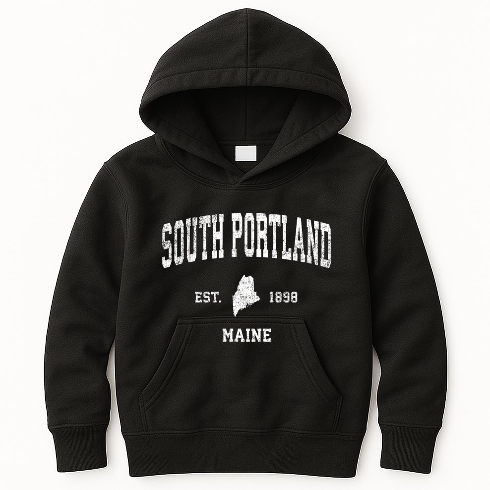 South Portland Maine Me Vintage Sports Kids Hoodie