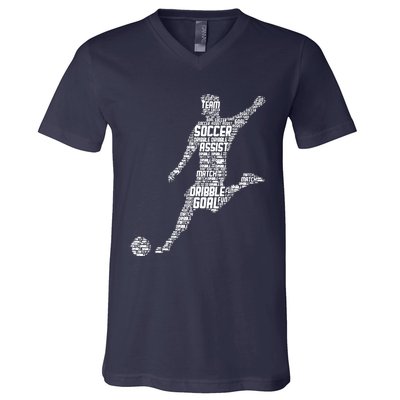 Soccer Player Men Boy V-Neck T-Shirt