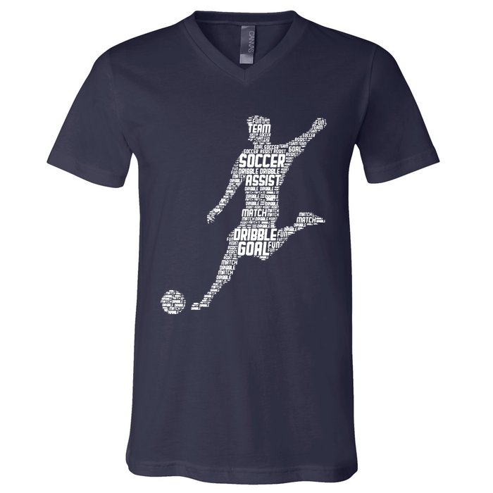 Soccer Player Men Boy V-Neck T-Shirt