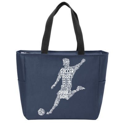 Soccer Player Men Boy Zip Tote Bag
