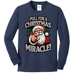 Santa Pull My Finger Christmas Holiday Fart Joke Kids Long Sleeve Shirt