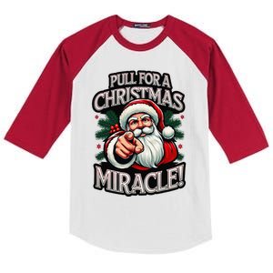 Santa Pull My Finger Christmas Holiday Fart Joke Kids Colorblock Raglan Jersey