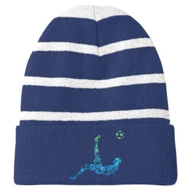 Soccer Players Men Boy Striped Beanie with Solid Band