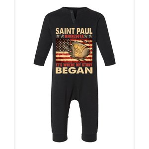 Saint Paul Minnesota Usa Flag 4th Of July Gift Infant Fleece One Piece