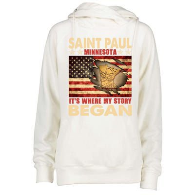 Saint Paul Minnesota Usa Flag 4th Of July Gift Womens Funnel Neck Pullover Hood