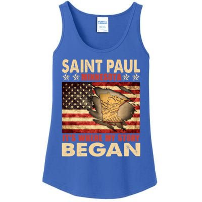 Saint Paul Minnesota Usa Flag 4th Of July Gift Ladies Essential Tank