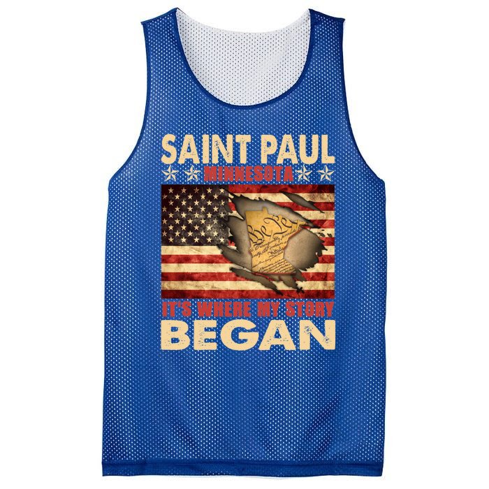 Saint Paul Minnesota Usa Flag 4th Of July Gift Mesh Reversible Basketball Jersey Tank