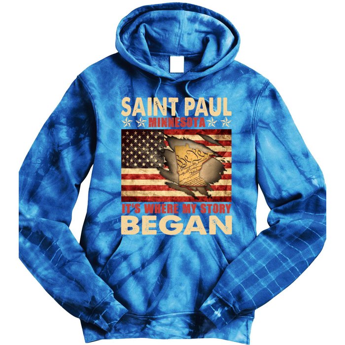 Saint Paul Minnesota Usa Flag 4th Of July Gift Tie Dye Hoodie