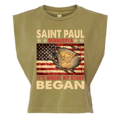 Saint Paul Minnesota Usa Flag 4th Of July Gift Garment-Dyed Women's Muscle Tee