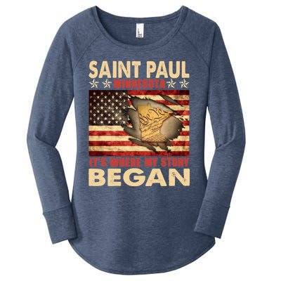 Saint Paul Minnesota Usa Flag 4th Of July Gift Women's Perfect Tri Tunic Long Sleeve Shirt