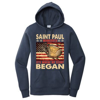 Saint Paul Minnesota Usa Flag 4th Of July Gift Women's Pullover Hoodie