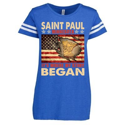 Saint Paul Minnesota Usa Flag 4th Of July Gift Enza Ladies Jersey Football T-Shirt