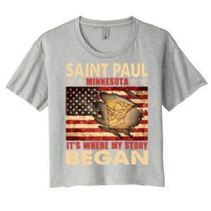 Saint Paul Minnesota Usa Flag 4th Of July Gift Women's Crop Top Tee