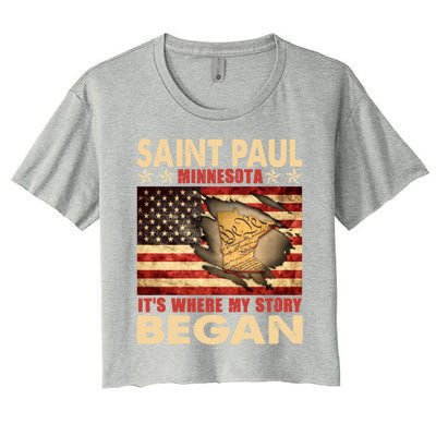 Saint Paul Minnesota Usa Flag 4th Of July Gift Women's Crop Top Tee