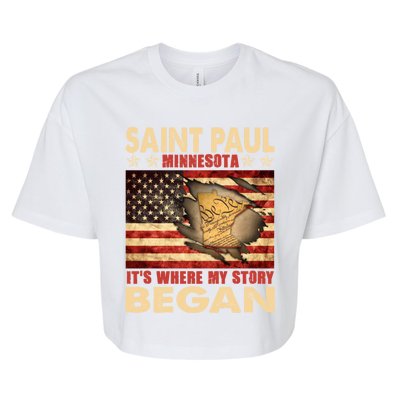 Saint Paul Minnesota Usa Flag 4th Of July Gift Bella+Canvas Jersey Crop Tee