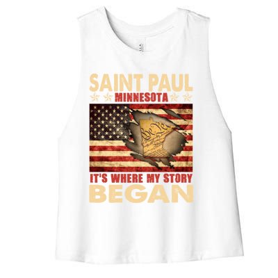 Saint Paul Minnesota Usa Flag 4th Of July Gift Women's Racerback Cropped Tank