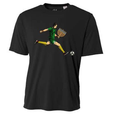 Soccer Player Menorah Hanukkah Sport Chanukah Jewish Holiday  Cooling Performance Crew T-Shirt