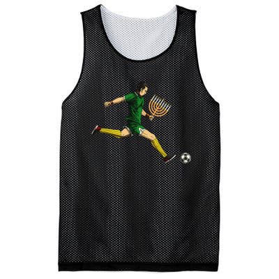 Soccer Player Menorah Hanukkah Sport Chanukah Jewish Holiday  Mesh Reversible Basketball Jersey Tank