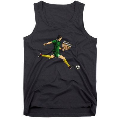 Soccer Player Menorah Hanukkah Sport Chanukah Jewish Holiday  Tank Top