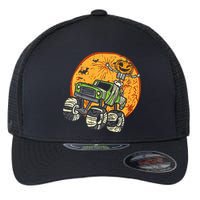 Skeleton Pumpkin Monster Truck Halloween Flexfit Unipanel Trucker Cap