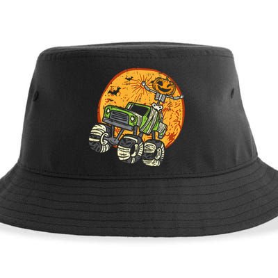 Skeleton Pumpkin Monster Truck Halloween Sustainable Bucket Hat