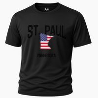 St Paul Minnesota Mn Throwback Retro Usa Flag Meaningful Gift Cooling Performance Crew T-Shirt
