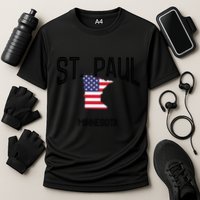 St Paul Minnesota Mn Throwback Retro Usa Flag Meaningful Gift Cooling Performance Crew T-Shirt