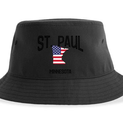 St Paul Minnesota Mn Throwback Retro Usa Flag Meaningful Gift Sustainable Bucket Hat