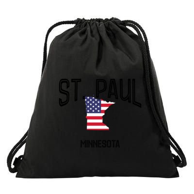 St Paul Minnesota Mn Throwback Retro Usa Flag Meaningful Gift Drawstring Bag