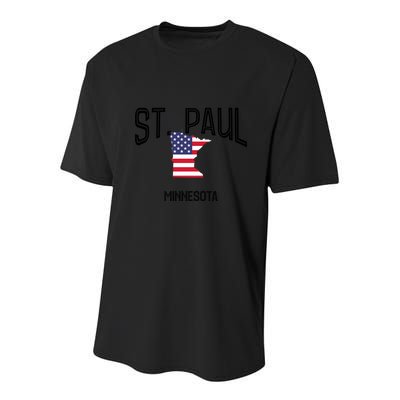 St Paul Minnesota Mn Throwback Retro Usa Flag Meaningful Gift Youth Performance Sprint T-Shirt