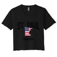 St Paul Minnesota Mn Throwback Retro Usa Flag Meaningful Gift Women's Crop Top Tee