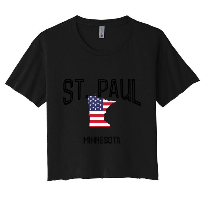 St Paul Minnesota Mn Throwback Retro Usa Flag Meaningful Gift Women's Crop Top Tee