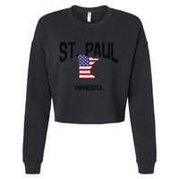 St Paul Minnesota Mn Throwback Retro Usa Flag Meaningful Gift Cropped Pullover Crew