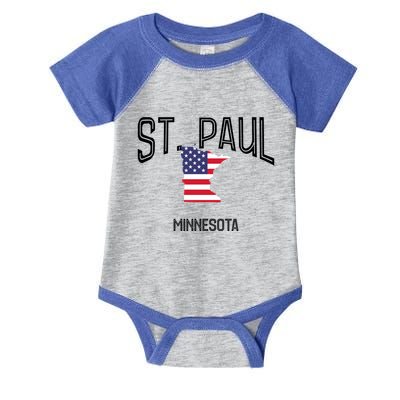 St Paul Minnesota Mn Throwback Retro Usa Flag Meaningful Gift Infant Baby Jersey Bodysuit