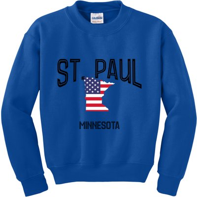St Paul Minnesota Mn Throwback Retro Usa Flag Meaningful Gift Kids Sweatshirt