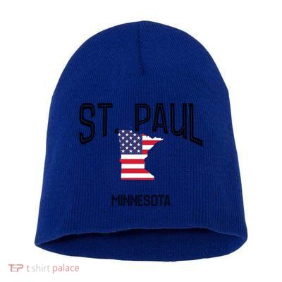 St Paul Minnesota Mn Throwback Retro Usa Flag Meaningful Gift Short Acrylic Beanie